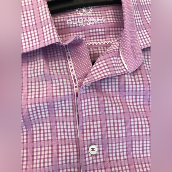 Bugatchi Men’s Pink & White Long Sleeve Button Down Shirt, Shaped Fit - Size L - Picture 5 of 11